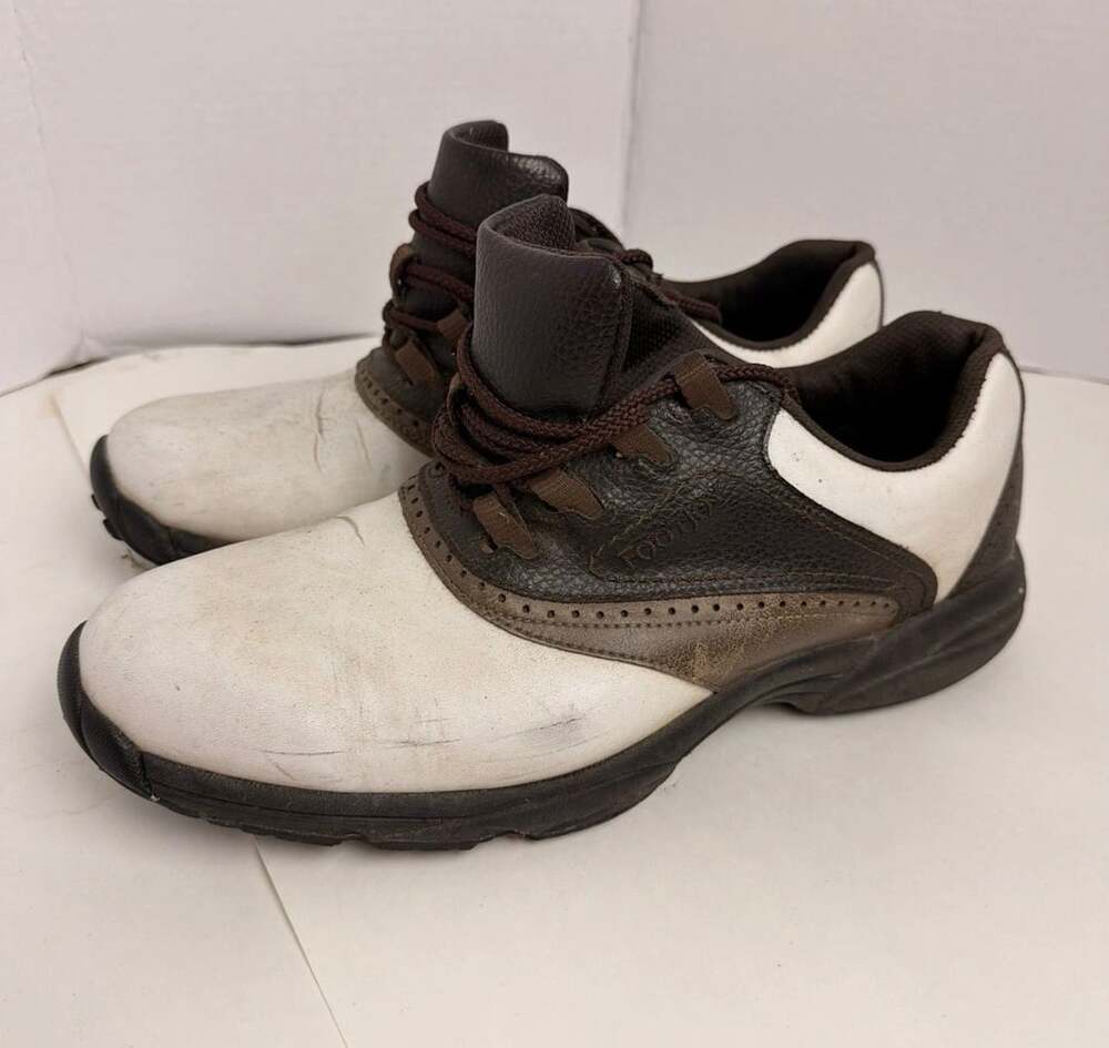 FootJoy GreenJoys Golf Shoes Size 12 M White Brown Saddle